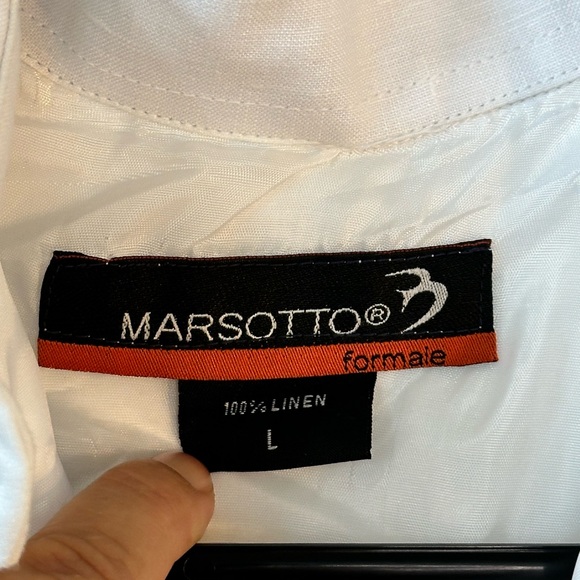 NWOT Marsotto Formale White 100% Linen Coastal Shirt Dress, size M/L - Picture 5 of 8